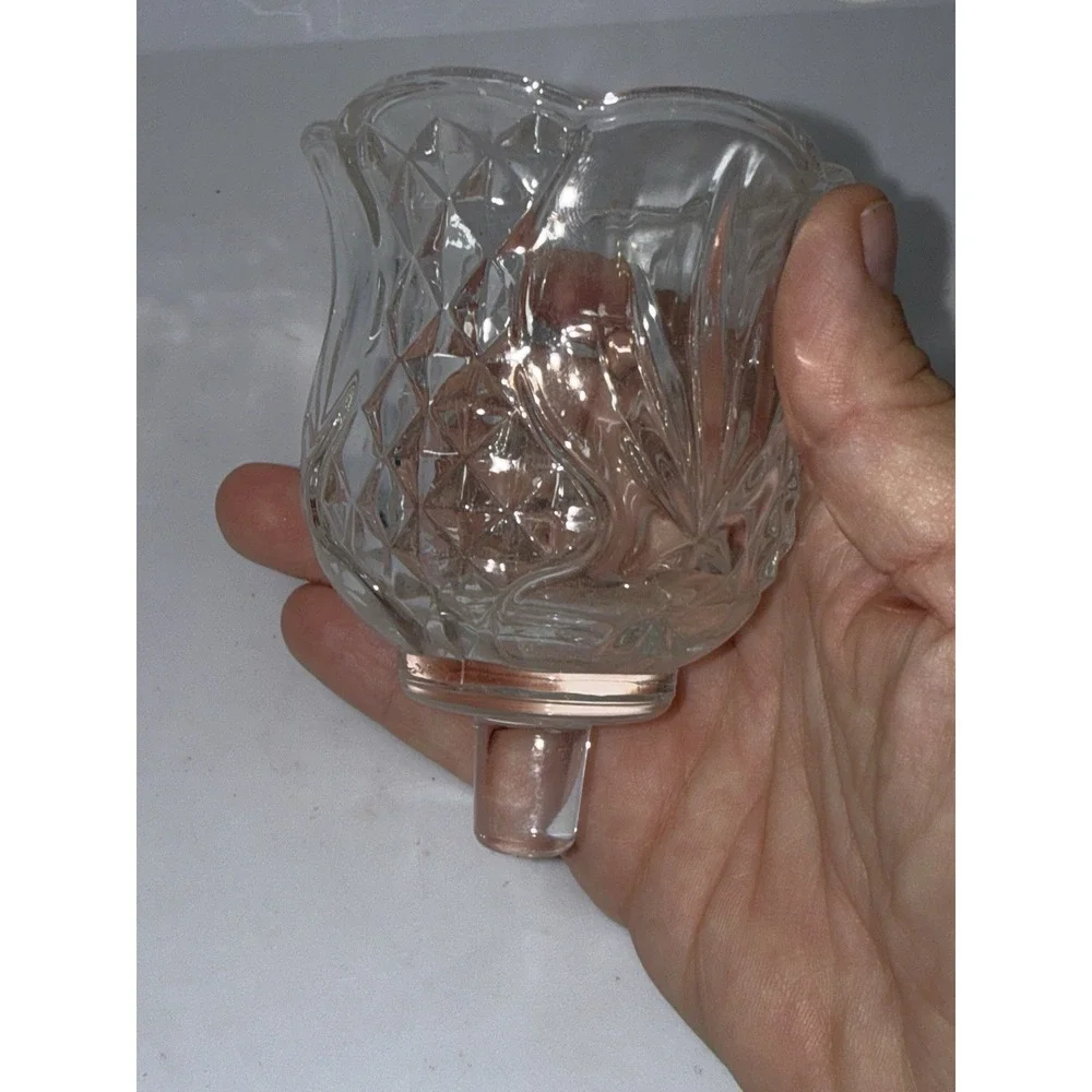 Vintage HOMCO Clear Diamond Pattern Fluted Glass Votive Candle Holder 3.5